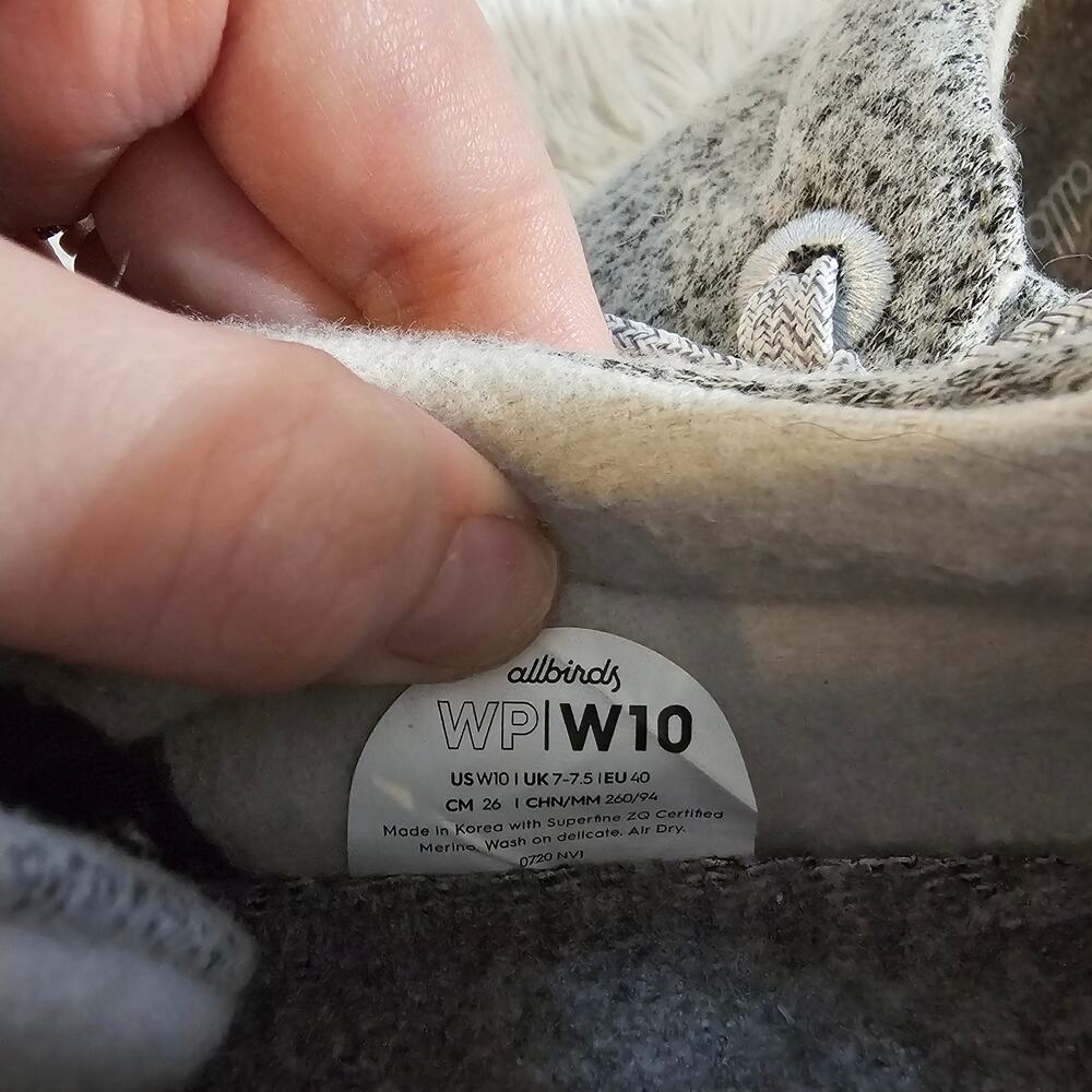 Allbirds Wool Pipers Gray Wool Sneakers Casual Lace Up Women Size 10 - Picture 5 of 5